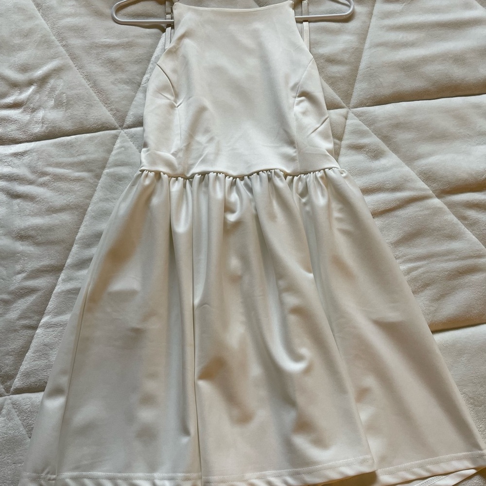 White open back mini dress